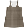 Brown And Beige Glen Plaid Print Women's Racerback Tank Top