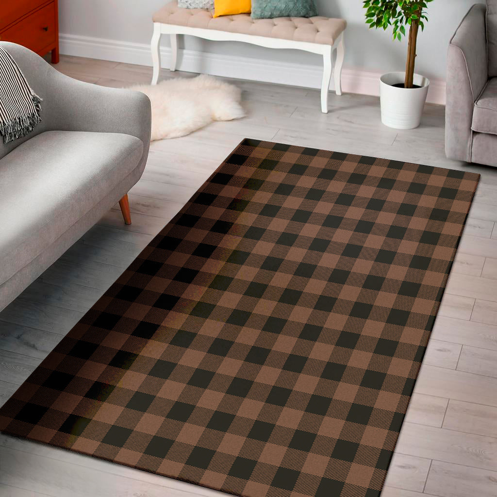 Brown And Black Buffalo Check Print Area Rug