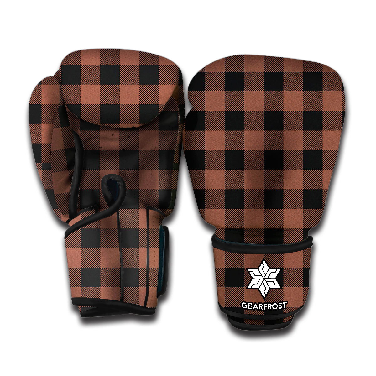 Brown And Black Buffalo Check Print Boxing Gloves