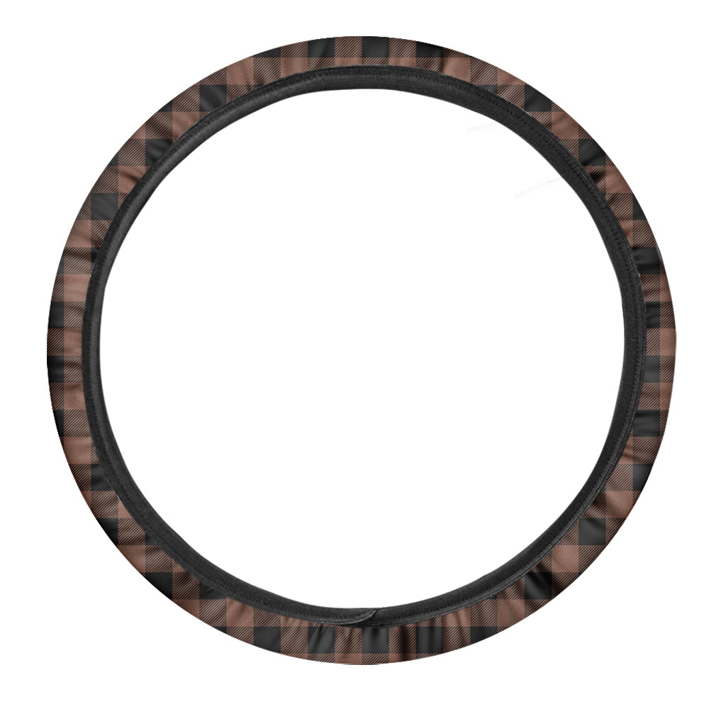 Brown And Black Buffalo Check Print Car Steering Wheel Cover