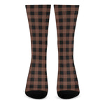 Brown And Black Buffalo Check Print Crew Socks