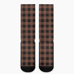 Brown And Black Buffalo Check Print Crew Socks