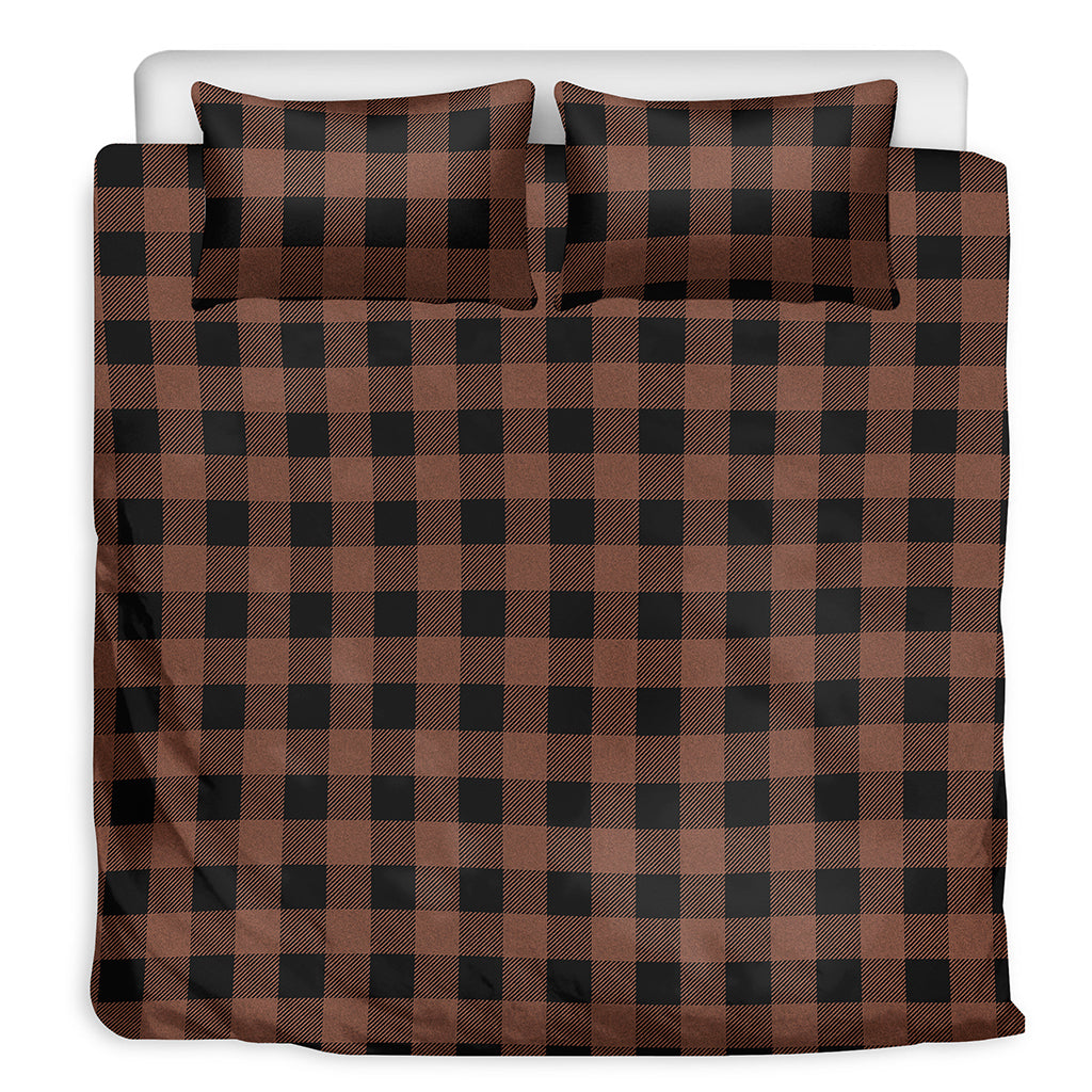 Brown And Black Buffalo Check Print Duvet Cover Bedding Set