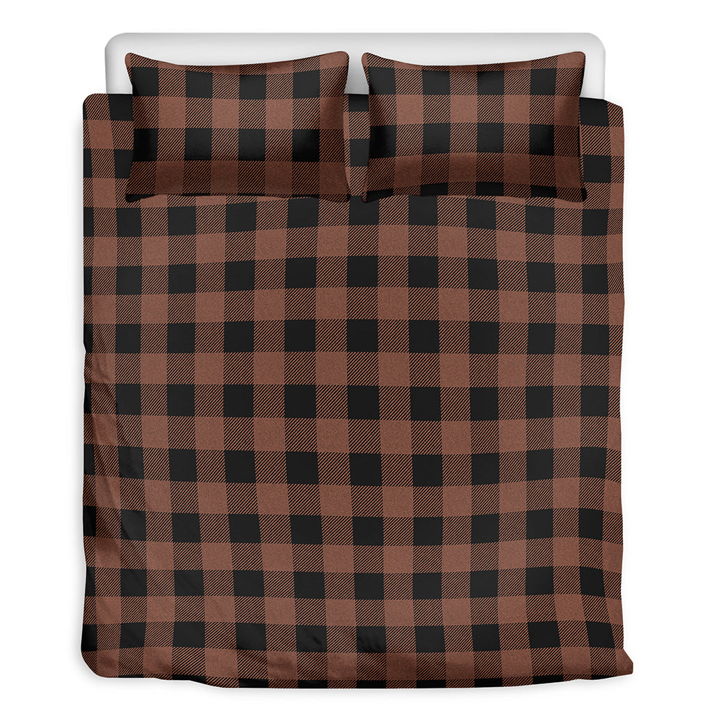 Brown And Black Buffalo Check Print Duvet Cover Bedding Set