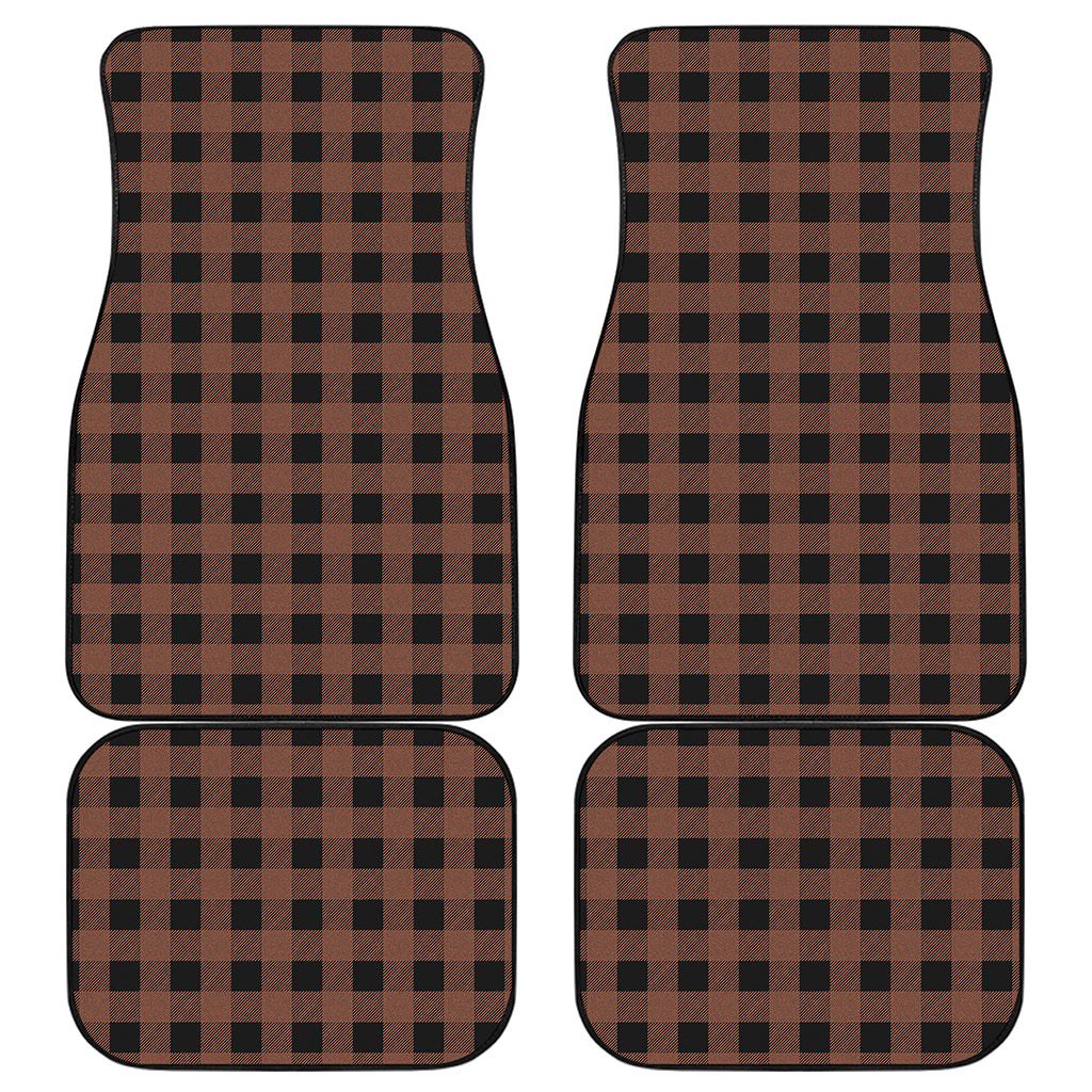 Brown And Black Buffalo Check Print Front and Back Car Floor Mats