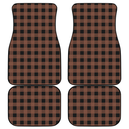 Brown And Black Buffalo Check Print Front and Back Car Floor Mats