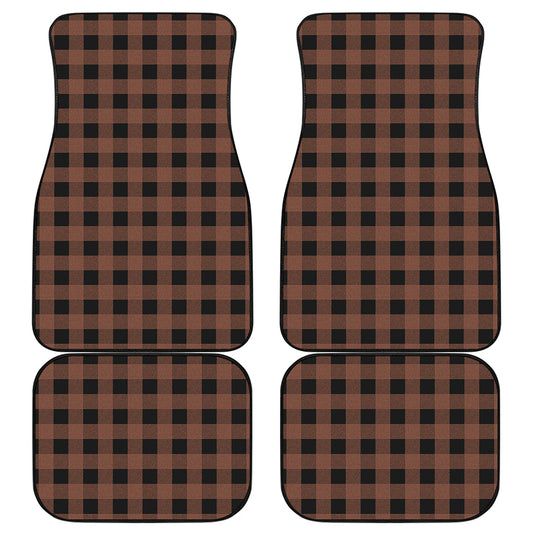 Brown And Black Buffalo Check Print Front and Back Car Floor Mats