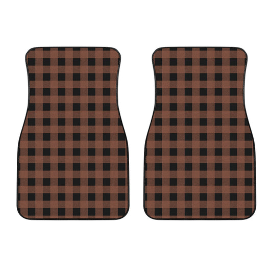 Brown And Black Buffalo Check Print Front Car Floor Mats