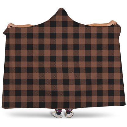 Brown And Black Buffalo Check Print Hooded Blanket