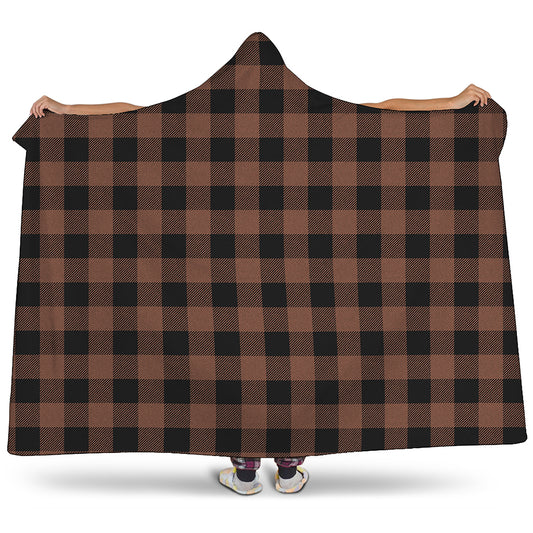 Brown And Black Buffalo Check Print Hooded Blanket