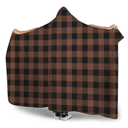 Brown And Black Buffalo Check Print Hooded Blanket