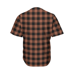 Brown And Black Buffalo Check Print Men's Baseball Jersey