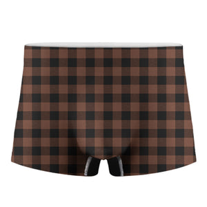 Brown And Black Buffalo Check Print Men's Boxer Briefs