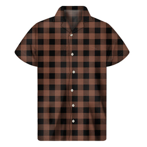 Brown And Black Buffalo Check Print Men's Short Sleeve Shirt