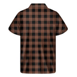 Brown And Black Buffalo Check Print Men's Short Sleeve Shirt