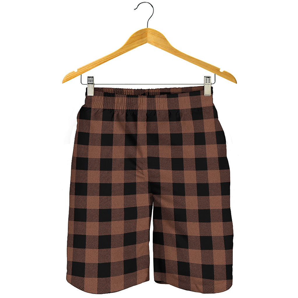 Brown And Black Buffalo Check Print Men's Shorts