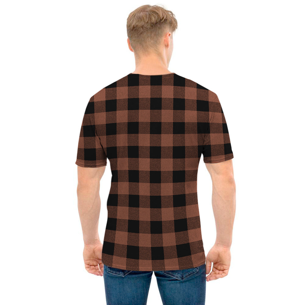 Brown And Black Buffalo Check Print Men's T-Shirt