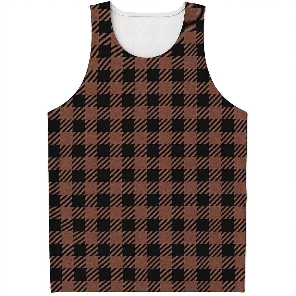 Brown And Black Buffalo Check Print Men's Tank Top