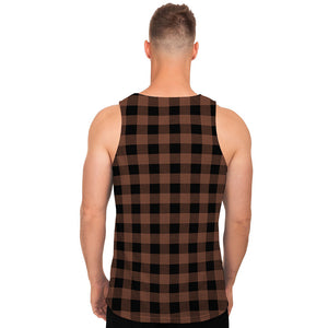 Brown And Black Buffalo Check Print Men's Tank Top