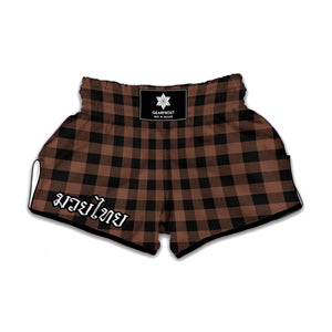 Brown And Black Buffalo Check Print Muay Thai Boxing Shorts