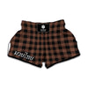 Brown And Black Buffalo Check Print Muay Thai Boxing Shorts