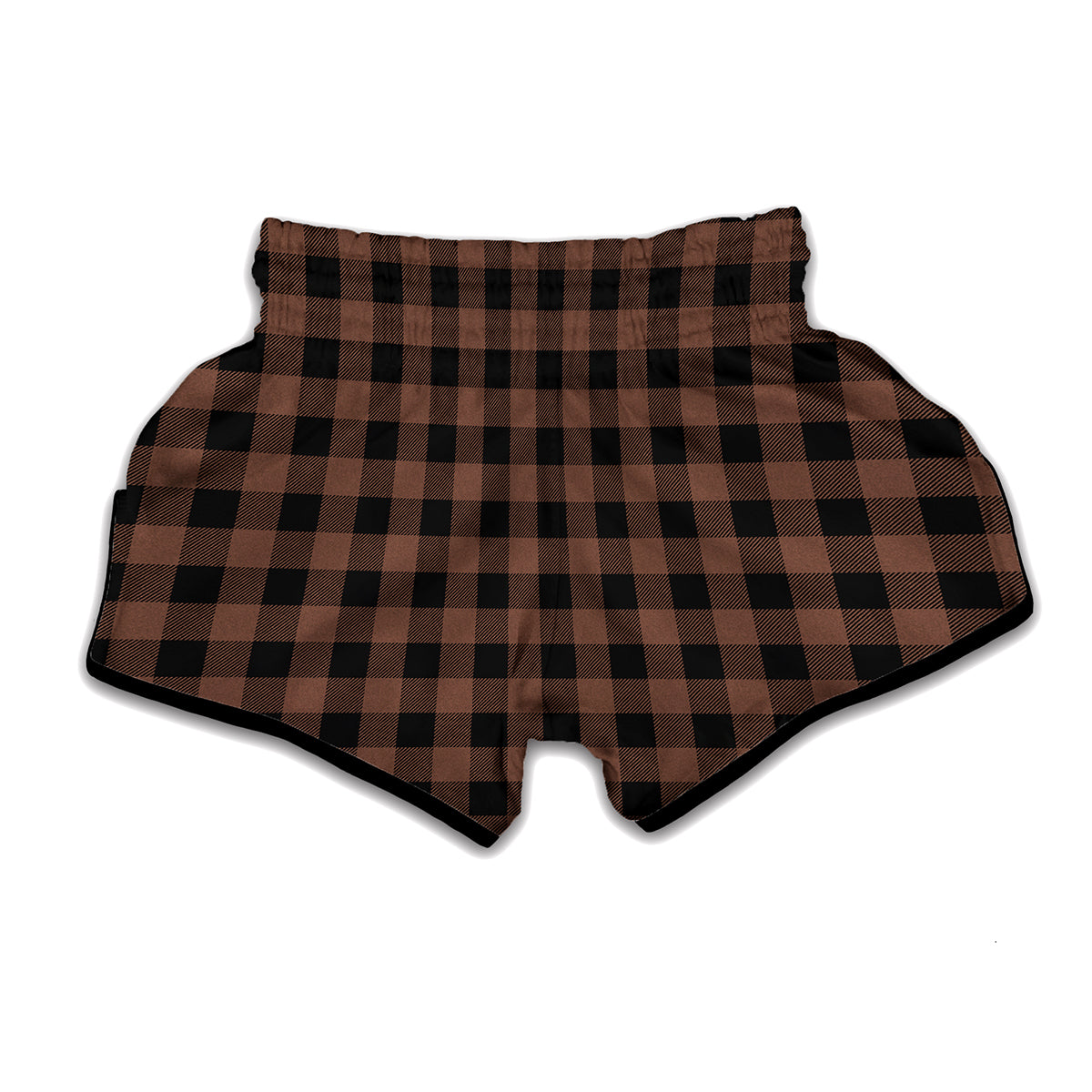 Brown And Black Buffalo Check Print Muay Thai Boxing Shorts