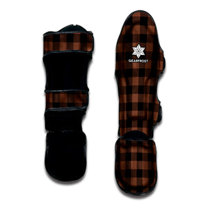 Brown And Black Buffalo Check Print Muay Thai Shin Guard