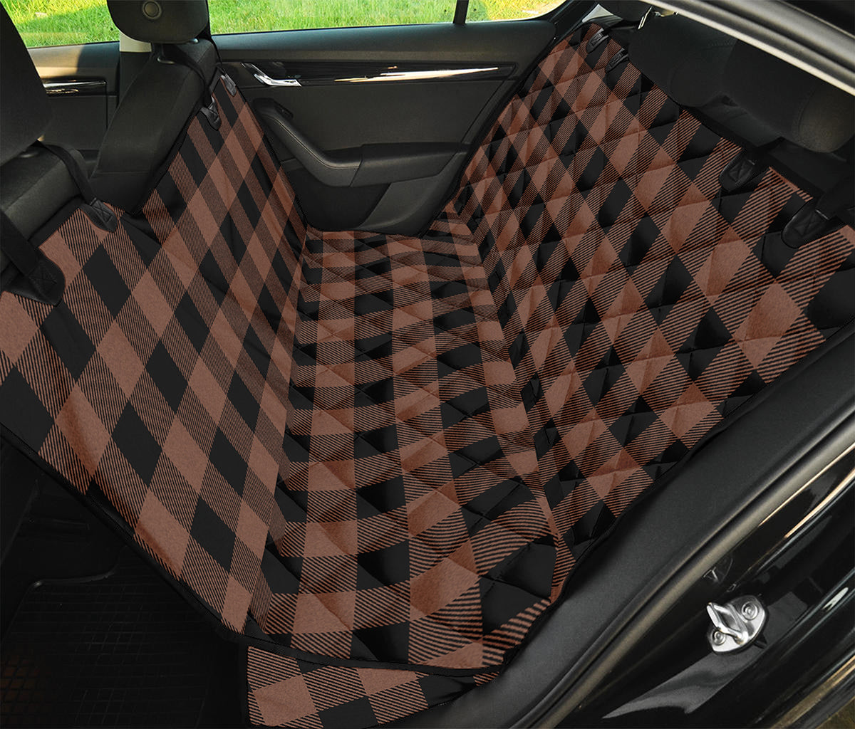 Brown And Black Buffalo Check Print Pet Car Back Seat Cover