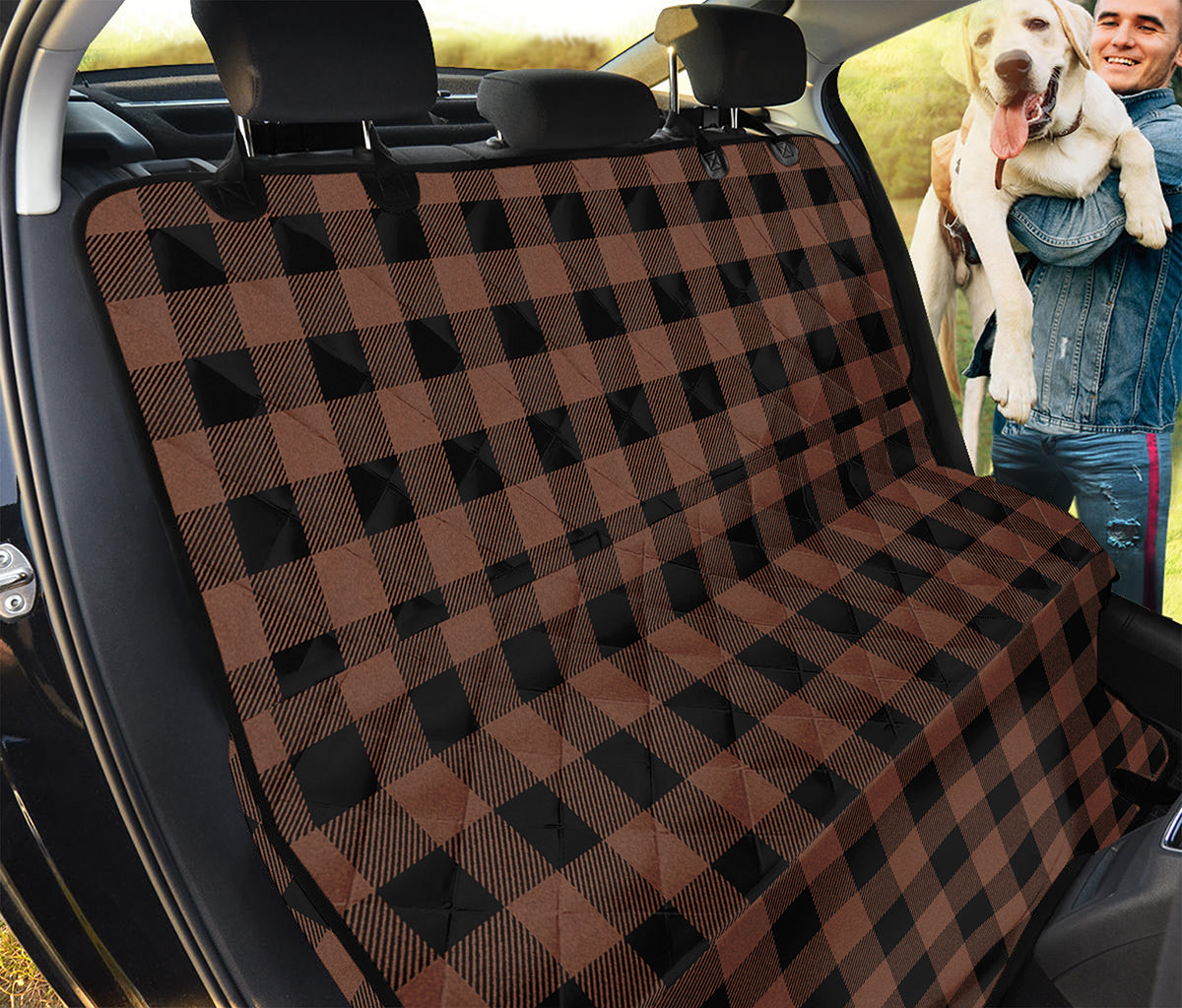 Brown And Black Buffalo Check Print Pet Car Back Seat Cover