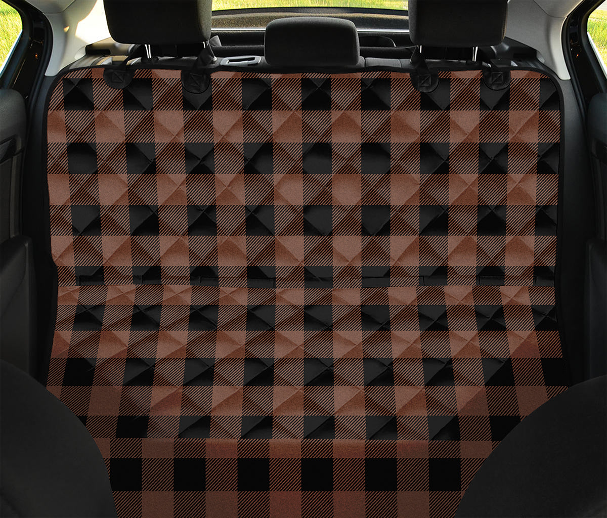 Brown And Black Buffalo Check Print Pet Car Back Seat Cover