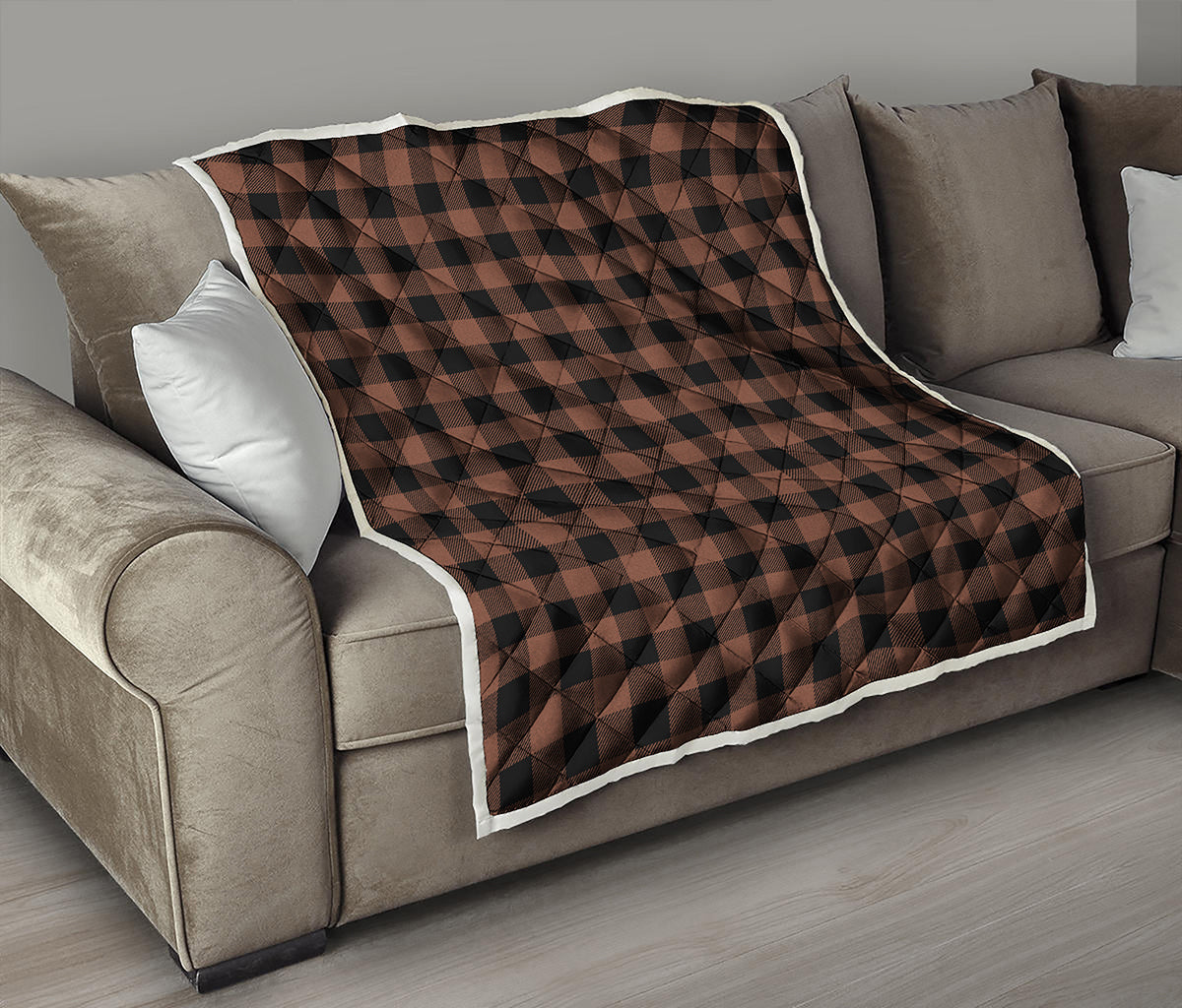 Brown And Black Buffalo Check Print Quilt