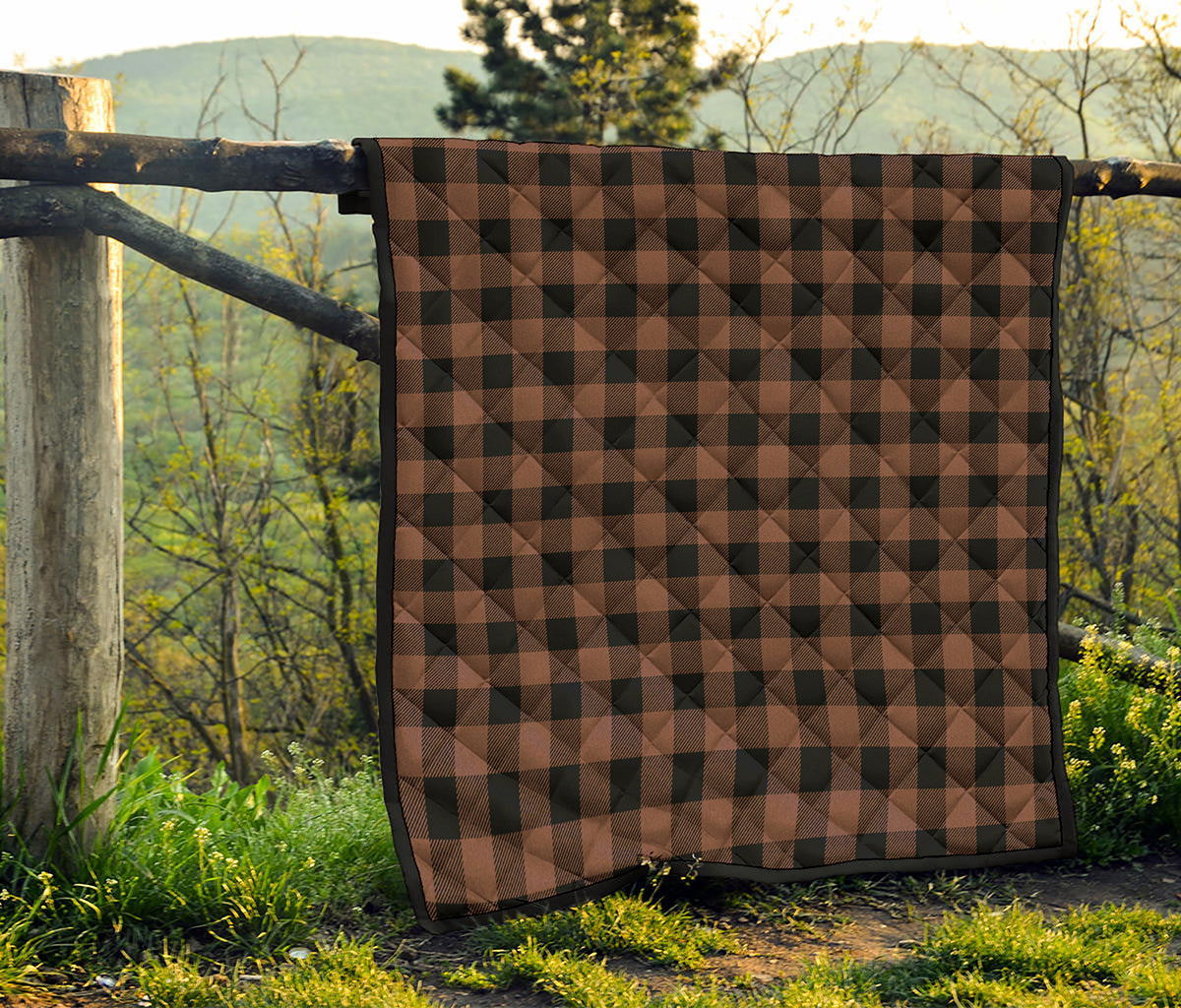 Brown And Black Buffalo Check Print Quilt
