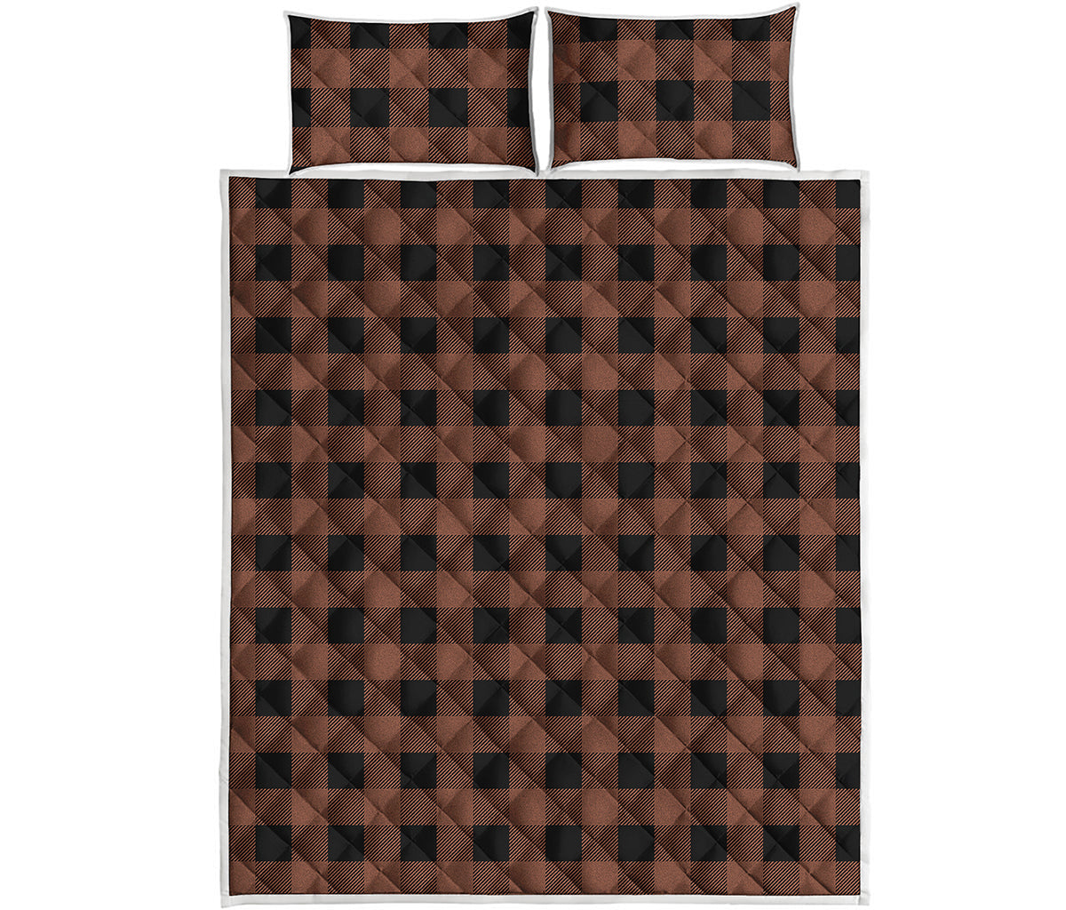 Brown And Black Buffalo Check Print Quilt Bed Set