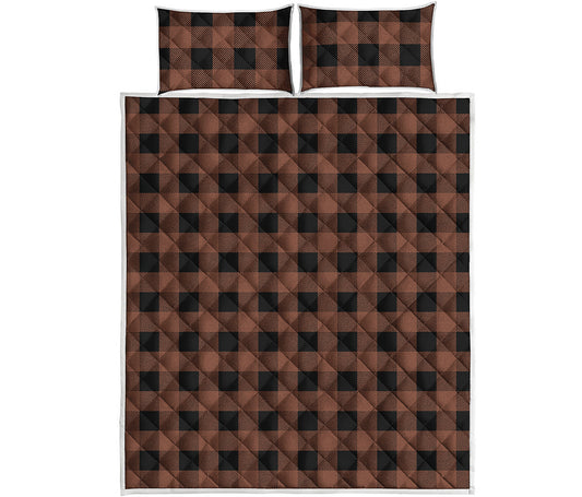 Brown And Black Buffalo Check Print Quilt Bed Set