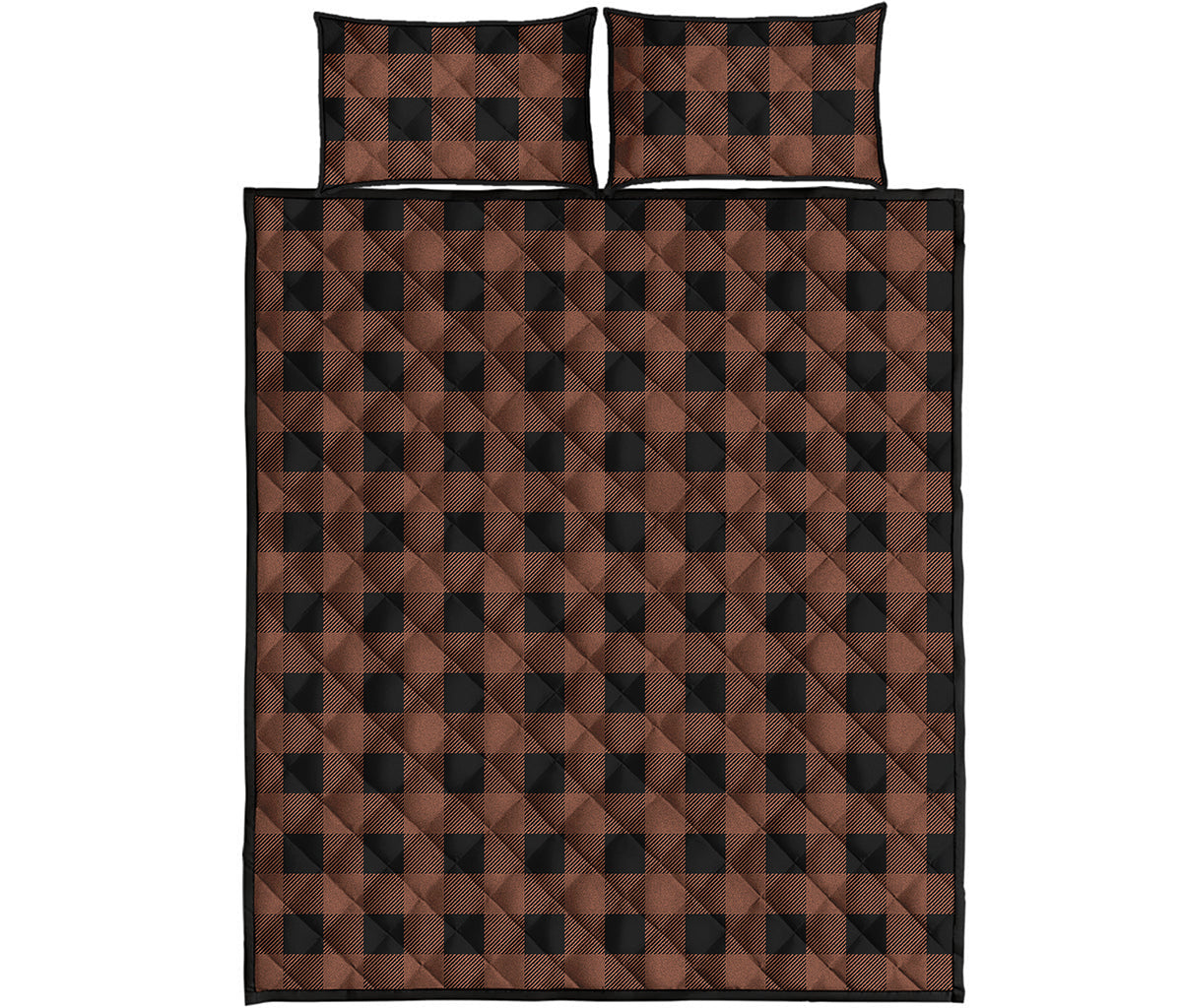 Brown And Black Buffalo Check Print Quilt Bed Set