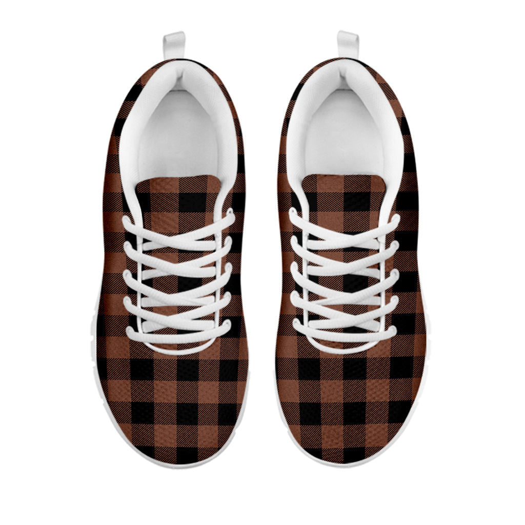 Brown And Black Buffalo Check Print White Sneakers