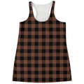 Brown And Black Buffalo Check Print Women's Racerback Tank Top