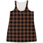 Brown And Black Buffalo Check Print Women's Racerback Tank Top