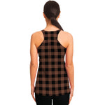 Brown And Black Buffalo Check Print Women's Racerback Tank Top
