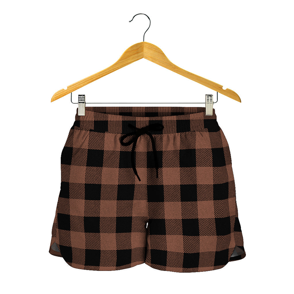 Brown And Black Buffalo Check Print Women's Shorts