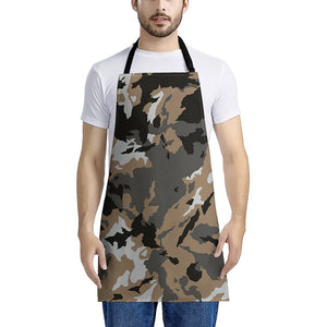 Brown And Black Camouflage Print Apron