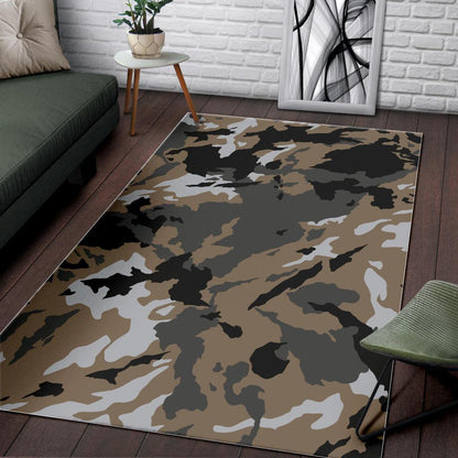 Brown And Black Camouflage Print Area Rug GearFrost