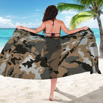 Brown And Black Camouflage Print Beach Sarong Wrap