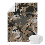 Brown And Black Camouflage Print Blanket