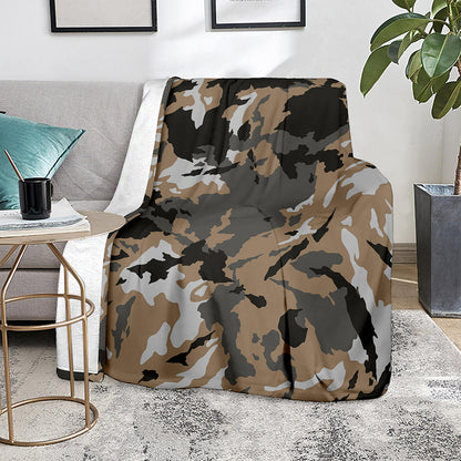 Brown And Black Camouflage Print Blanket