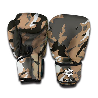 Brown And Black Camouflage Print Boxing Gloves