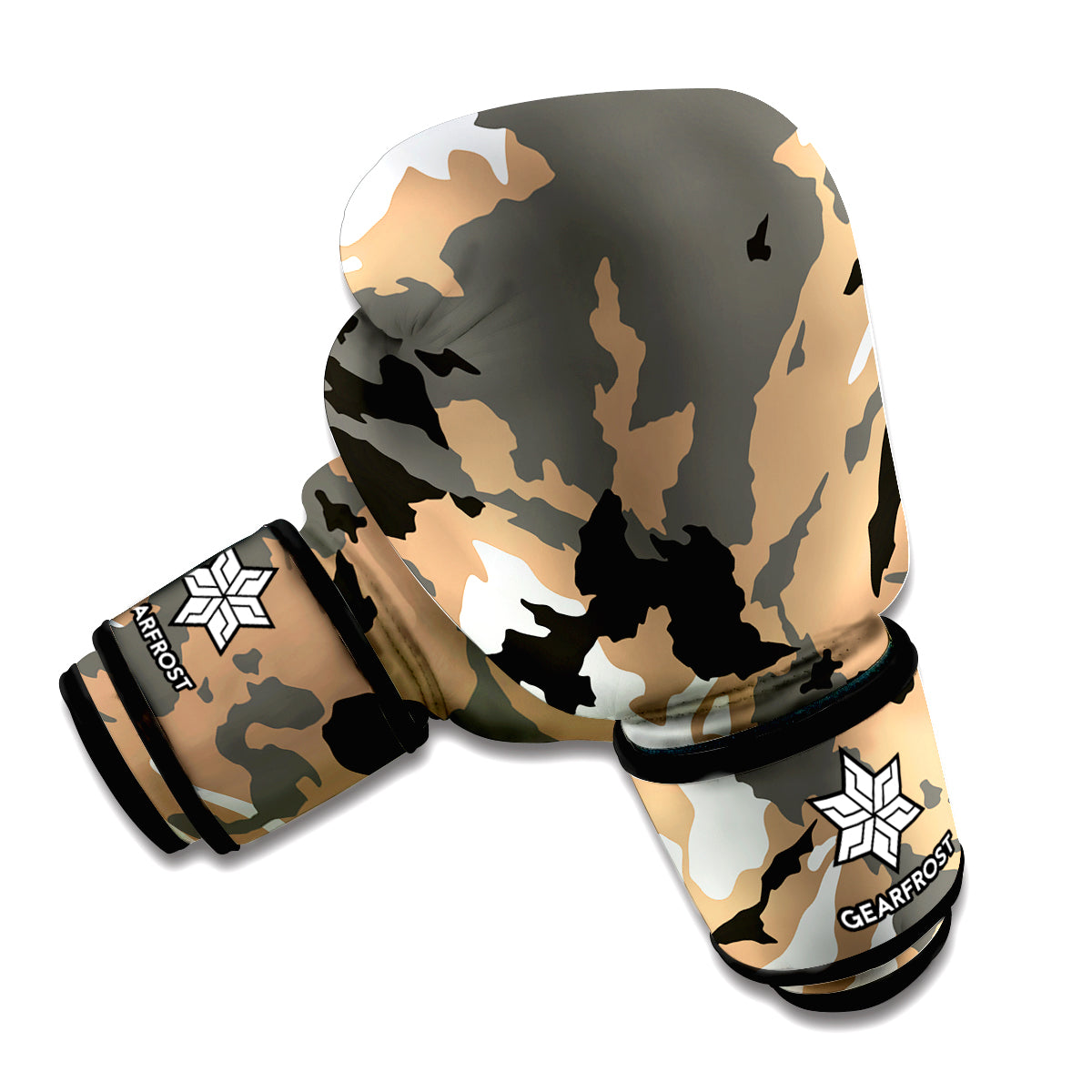 Brown And Black Camouflage Print Boxing Gloves