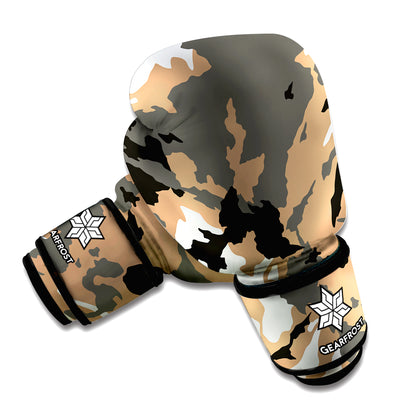 Brown And Black Camouflage Print Boxing Gloves