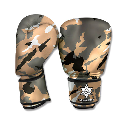 Brown And Black Camouflage Print Boxing Gloves