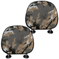 Brown And Black Camouflage Print Car Headrest Covers